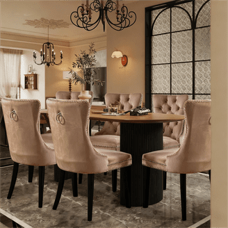 ダイニングチェア Vintage Fabric Wooden Chair DONICK Vintage Fabric Upholstered Dining Chairs,Solid Wood Kitchen