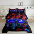 thumbnail image 2 of Erosebridal Teens Dirt Bike Bedding King Comforter Set,Red Blue Neon Hexagon Bedding Sets King with Comforter,Motorcyclist Room Decor,Reversible,Lightweight,3 Pieces, 2 of 7
