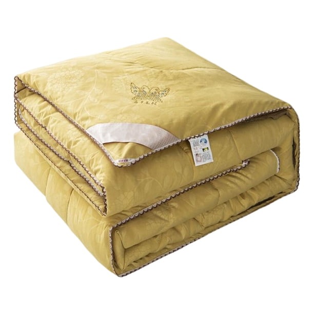 Matsuzay Edredón de aire acondicionado de verano, manta acolchada fina de algodón lavable, doméstico, cama de Color sólido, sofá, Juegos de cama Amarillo