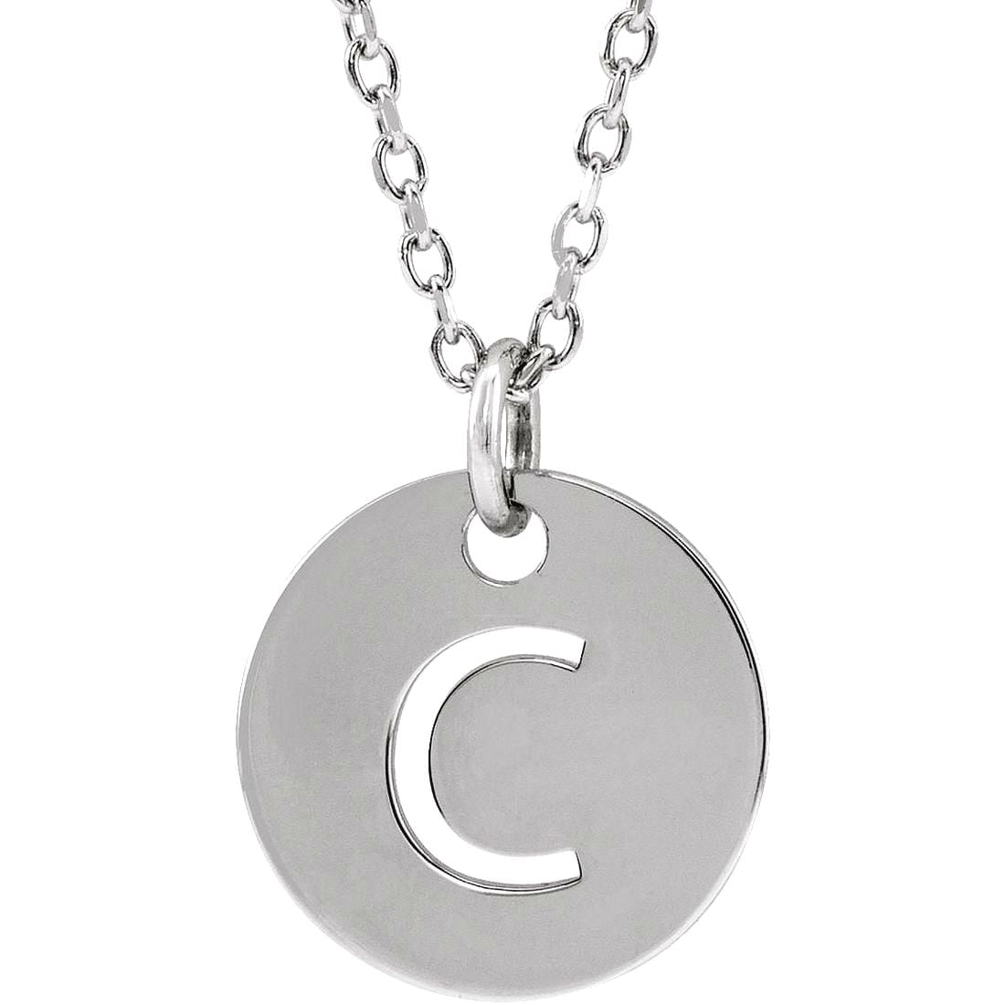 925 Sterling Silver Letter Name Personalized Monogram Initial C 10mm 16-18 Inch Polished Initial Dangle Necklace Pendant