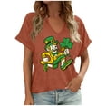 thumbnail image 2 of NuoCaiYun St Patricks Day Tops for Women V Neck Funny T-Shirt Irish Shamrock Graphic Short Sleeve Clover Tee, 2 of 6