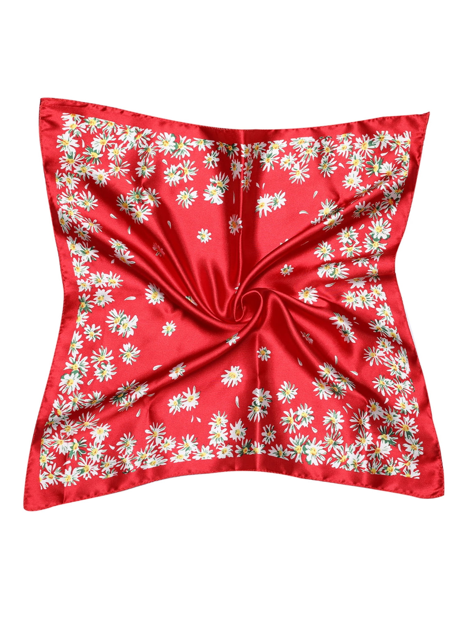Unique Bargains Women Satin Print Square Scarves Kerchief Neck Scarves 20 x 20""