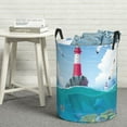 thumbnail image 5 of Picia Lighthouse Sea Port Large Laundry Basket, Waterproof, Freestanding Laundry Hamper, Collapsible Tall Clothes Hamper with Extended Handles-Small, 5 of 8