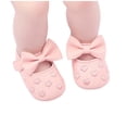 thumbnail image 5 of Gpaecead Baby Girls Bow Heart Embroidered Mary Jane Princess Shoes Faux Leather Soft Sole First Walker Flats For Daily Wear Pink, 5 of 7