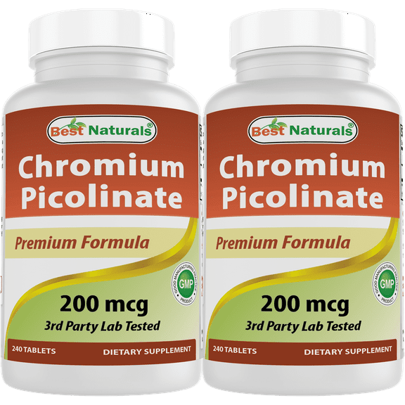 2 Pack Best Naturals Chromium Picolinate 200 mcg 240 Tablets