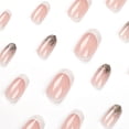 thumbnail image 4 of 24 piezas de uñas postizas de almendra cortas JAMW blanco lechoso purpurina francesa, 4 of 5