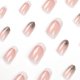 thumbnail image 4 of 24 piezas de uñas postizas de almendra cortas JAMW blanco lechoso purpurina francesa, 4 of 5