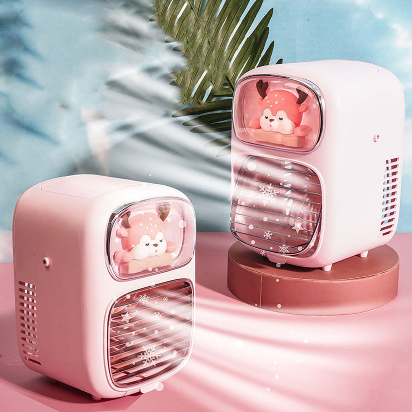 Dengmore Desktop Humidifier with Light Desktop Aired Cooler Water Ice Fan Water Humidifier Spray Fan for Bedroom Home Office Car Living Room