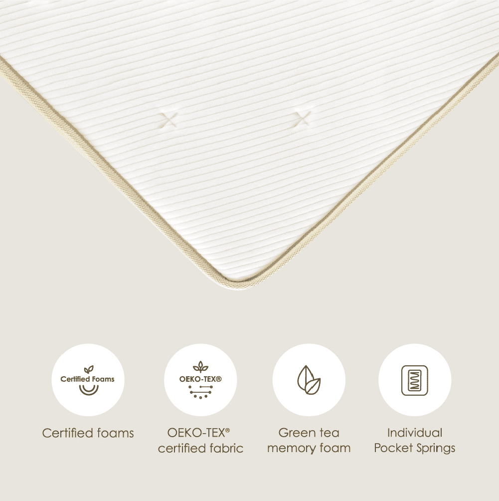Mellow Lagom 12" Green Tea Infused Elite Hybrid Mattress, Twin