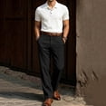 thumbnail image 2 of hotojiny Men's Suits 2 Piece Set Casual Regular Fit Short-Sleeve Shirt and Pants Set for Office Business Wedding(White,X-Large), 2 of 5