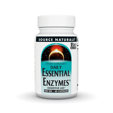 Source Naturals Essential Enzymes 500mg Bio-Aligned Supplement, 60 Capsules