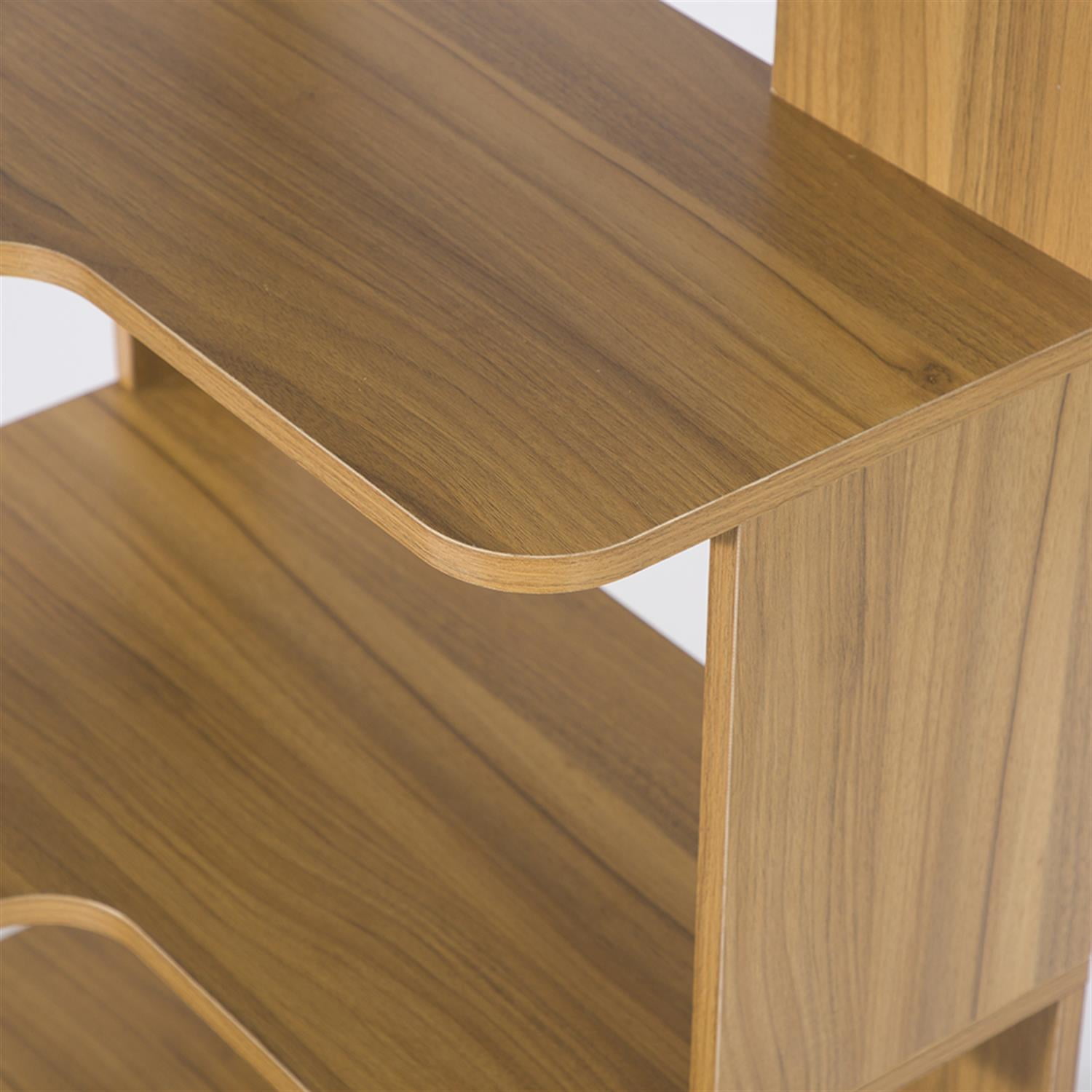 Demi Bonn 6 Tier Bookshelf with Anti-Drop Panel, Corner Bookcase Storage Organizer, 64" Tall Display Standing Shelf Unit for Bedroom, Living Room, Brown