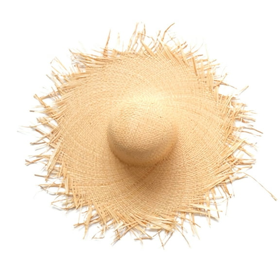 Hemoton Stylish Straw Sun Hat for Women, Outdoor Visor with Wide Brim, UV Beach Hat, Lightweight Travel Headwear - Yellow