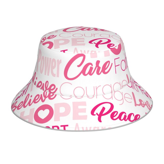 Fotbe Breast Cancer Pink Ribbons Awareness (2) Sombrero Tipo Pescador con Estampado – Sombrero de Sol de Algodón de Moda para Playa, Golf, Pesca