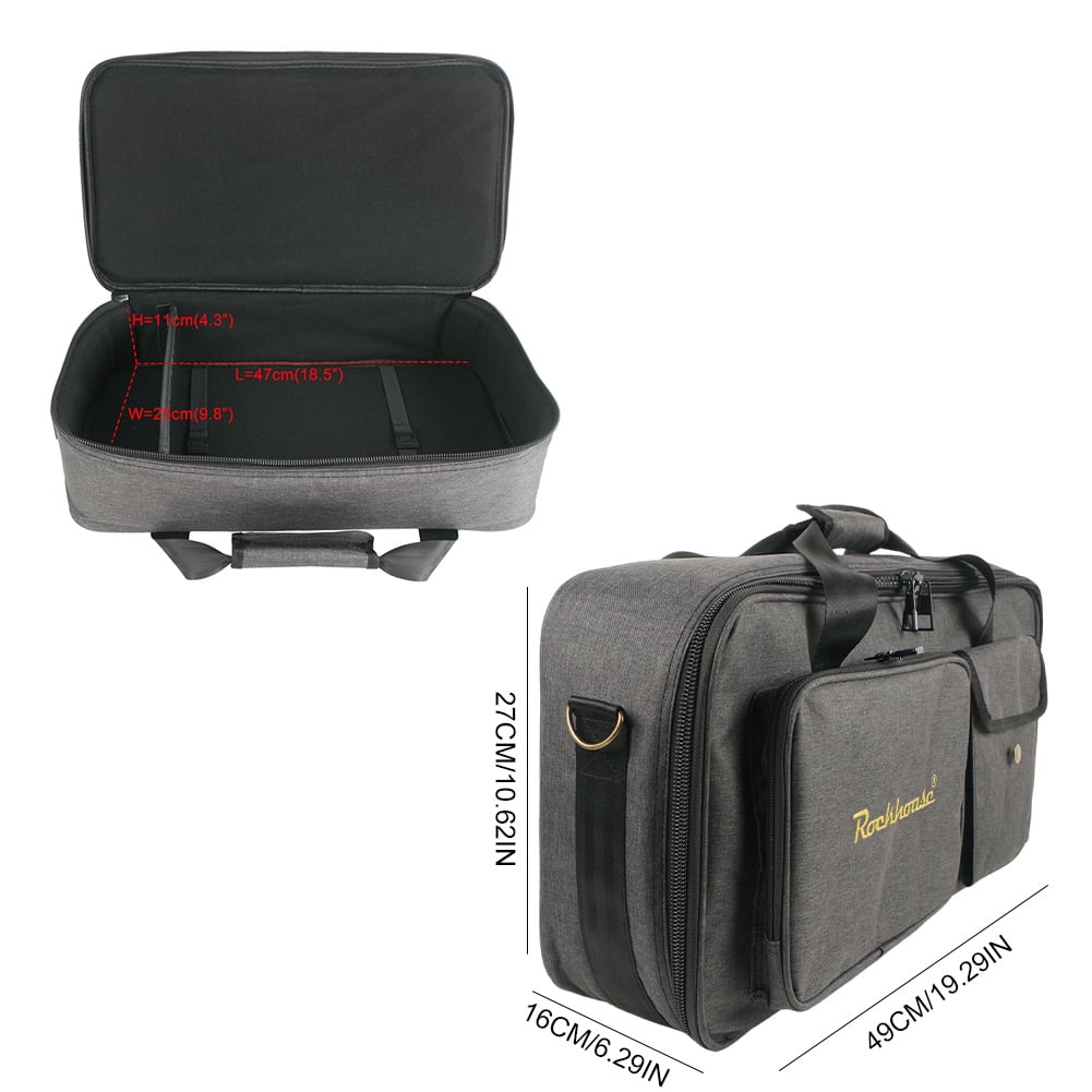 HUISZJ Guitar Pedal Board Case, Guitar Pedalboard Storage Bag, Adjustable Strap Guitar Multi Effects Pedal Bag (M)