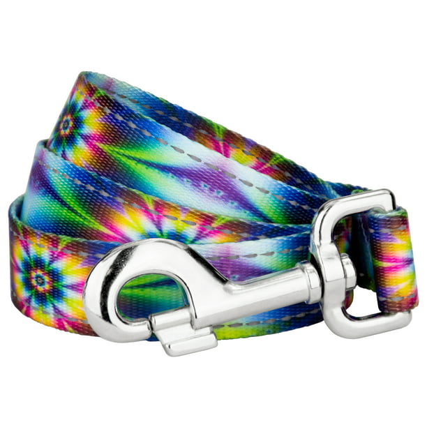 Country Brook Petz - 1 inch Tie Dye Flowers Reflective Dog Leash - 6 ...