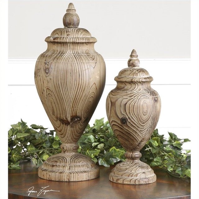 Uttermost Bristol Embouts en Bois Sculptés Naturels (Ensemble de 2)
