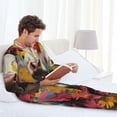 thumbnail image 6 of Balery Yellow Daisy Cow Pattern Pajama Sets for Men Long Sleeve 2 Piece Sleepwear Loungewear Sets Soft PJ's with Pockets Long Sleeve Comfy Pj Sets-Medium, 6 of 7