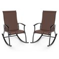 thumbnail image 2 of Costway 2 PCS Outdoor Rocking Chairs with Breathable Backrest Smooth Safe Rocking Design Brown, 2 of 9