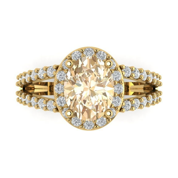 Clara Pucci 14K Yellow Gold 2.6ct Morganite Halo Ring for Women