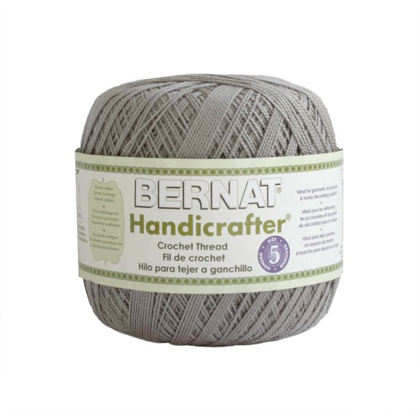 Bernat Handicrafter Acrylic 3 Ounce Crochet Thread Misty Grey Yarn, 1