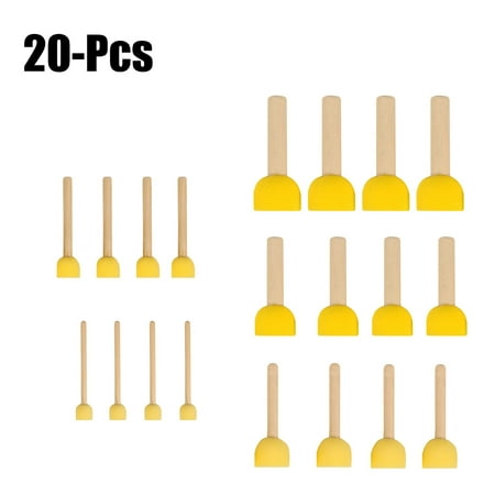 Round Painting - Justdolife 20pcs Paint Foam Set Wood Handle DIY Round Sponge Painting Tool Foam Brush for Kids Painting Crafts