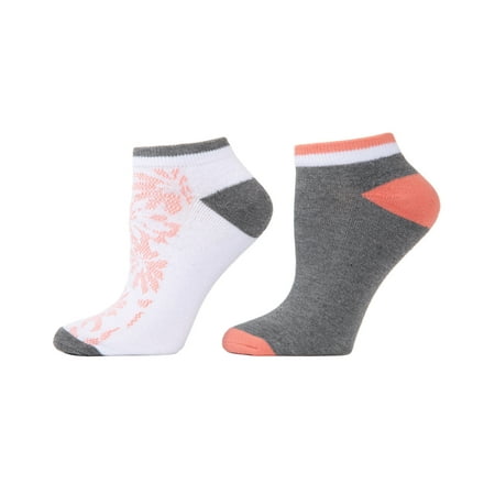 Natori 4 Pair Pack Natori Floral Burst Cushioned No-Show Socks - Womens - Female (9-11, White/Peach)