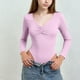 thumbnail image 1 of Camiseta deportiva informal de manga larga con cuello en V de color liso para niños, top de poliéster para niños, 1 of 6