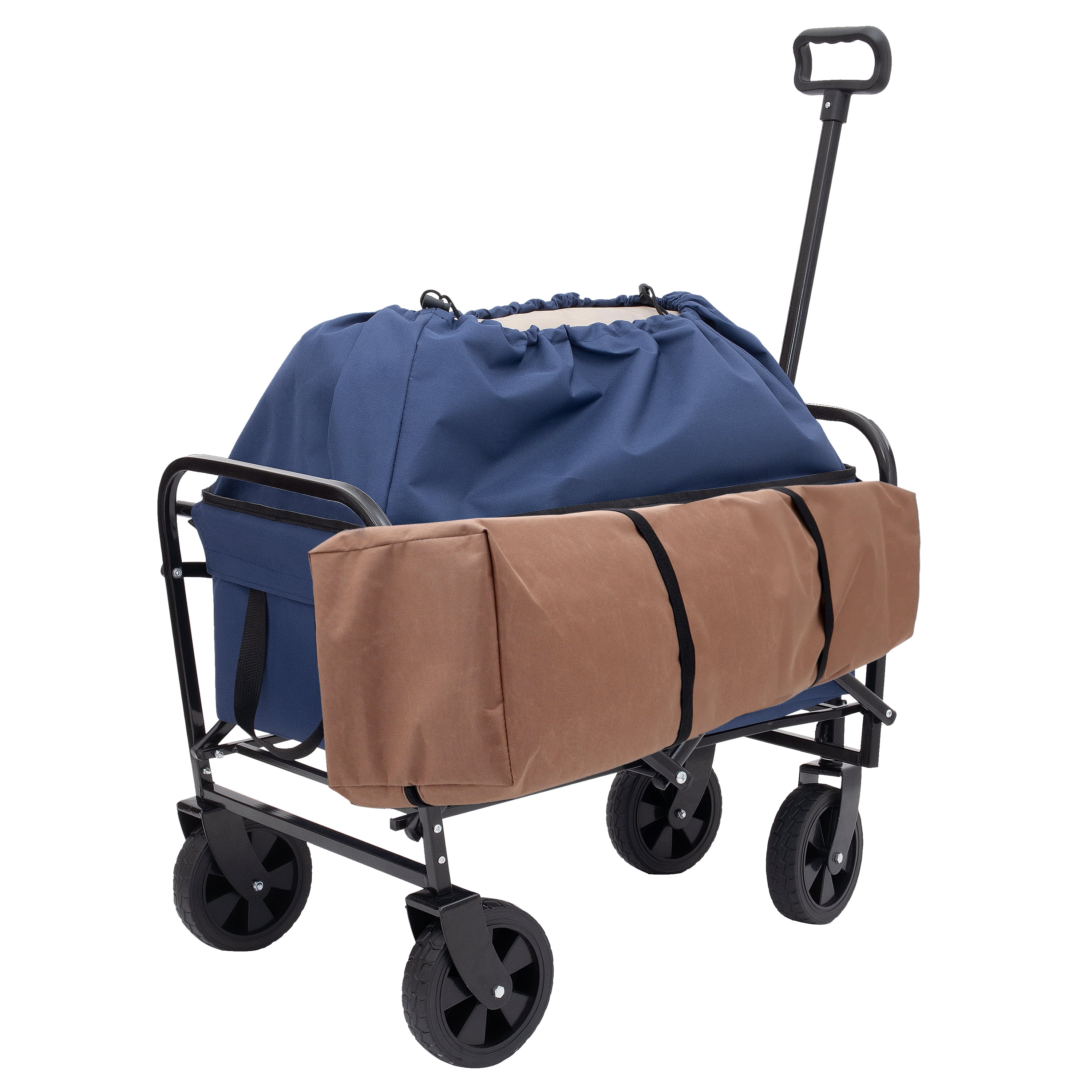 Collapsible Foldable Wagon Cart Beach Wagon Heavy Duty Utility Cart Utility Wagon Grocery Cart for for Camping 3pcs plastic Liner bag /Cover