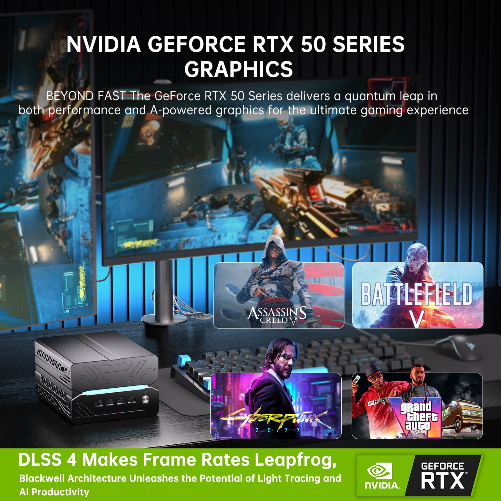Kinupute Mini Gaming PC, Desktop Computer i9-14900F 24 Cores Upto 5.8GHz, 64G DDR5, 4T M.2 PCIE4.0 SSD, Win-11 Pro, GeForce RTX5060Ti 16G, Four Display, 8K@60Hz Outputs, Dual LAN, WiFi7/BT5.4