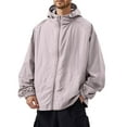 thumbnail image 2 of WTOBBY Men's Loose Fit Sun Protective Jacket for Outdoor Casual Wear - Windproof, Quick-Dry Fabric, Perfect for Sports, Beach, and Everyday Sun Defense,Light Purple XL, 2 of 5
