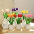 thumbnail image 3 of Greenne Artificial Flowers Tulip Potted Fake Plants Tree In Pot Home Wedding Party Decor, 3 of 4