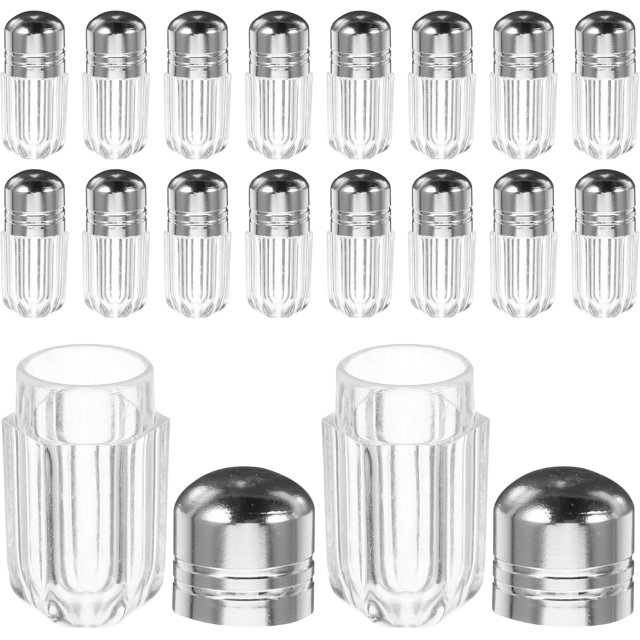 HUGFEGWE 20pcs Travel Medicine Bottle Dropper Small Pill Bottles Shot Cups with Lids Pill Containers Airtight Medicine Container Small Container Refillable Leak Reusable Mini Silver U2537-16627