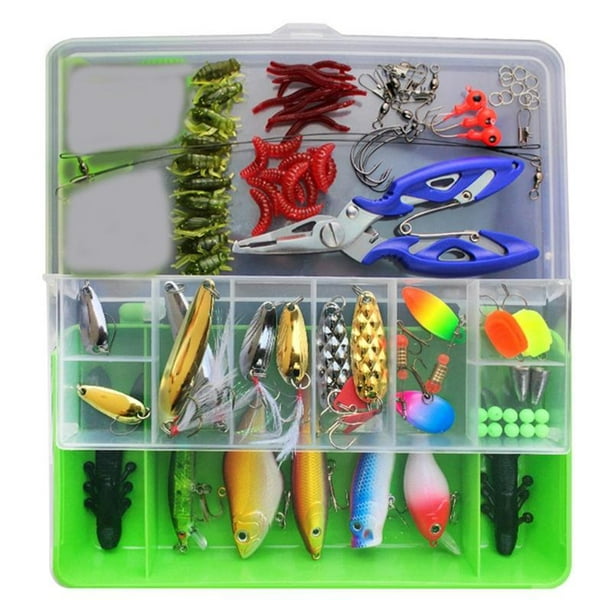 Techinal 101PCS Fishing Tackle Set, Fishing Lures Kit Set for Trout, Salmon, Bass, Including Spoon Lures, Soft Plastic Worms, Jigs, Topwater Lures 