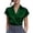Green-01, variant on Women's Satin Wrap V-Neck Blouses Short Sleeve Collared Casual Tops, Silky Elegant Shirts for Office
