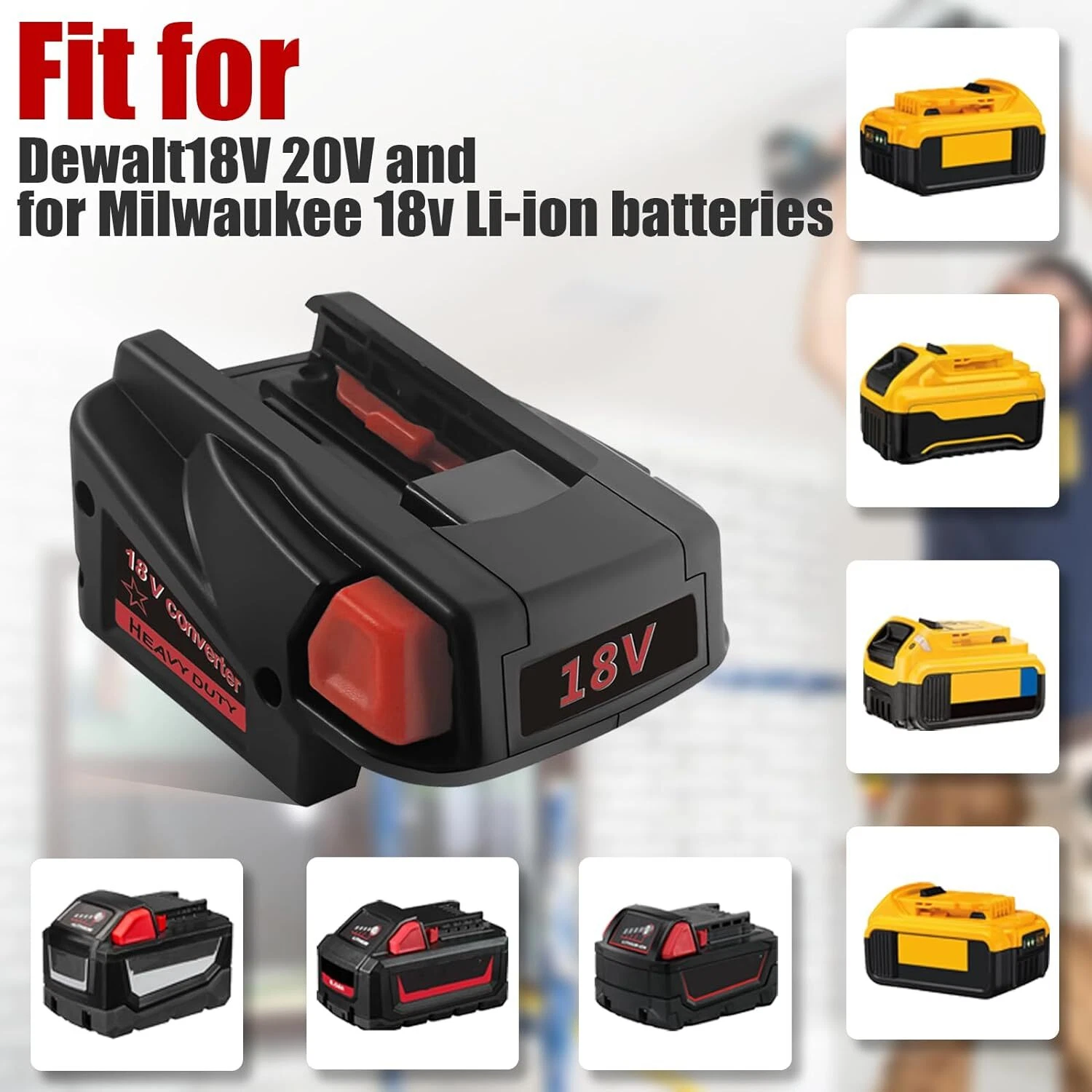 Battery Adapter for Milwaukee for Dewalt 18V Li-ion to For Milwaukee 18V NI-CD