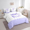 thumbnail image 3 of jejeloiu Cute Kawaii Bowknot 7-Piece Twin Bedding Sets,Purple Letter C Bedding Comforter Set For Girls Reversible, 3 of 8