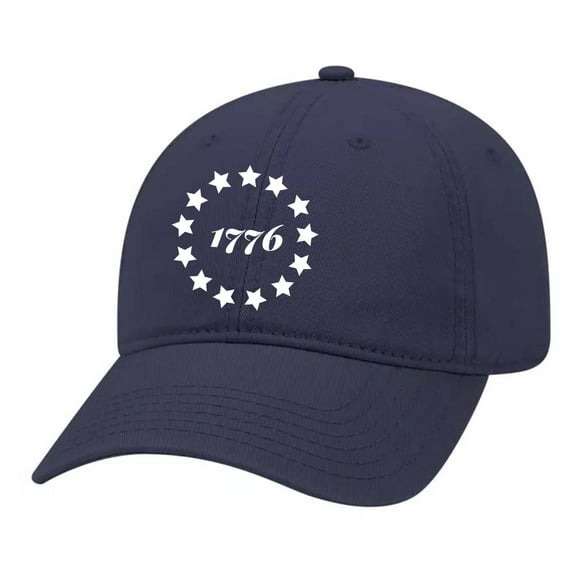 Heritage Pride 1776 Embroidered 13 Stars Betsy Ross Flag Unisex Fit Dad Hat with Metal Buckle Back, Navy