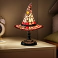 thumbnail image 3 of Yucurem Halloween Decoration - Witch LED Hat Lamp Stained Glass, Handmade Gothic Witch Hat Night Light for Indoor Party & Spooky Halloween Party Decorations (Red), 3 of 7