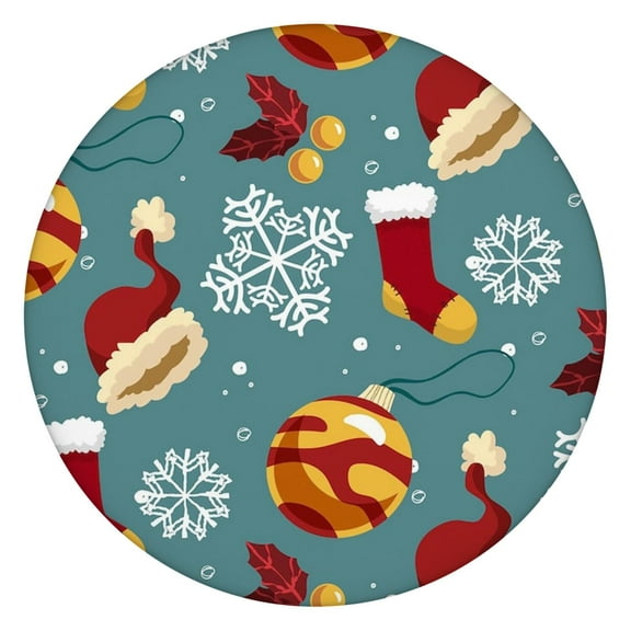 Festive Table Dressing Round Tablecloth with Elastic Hem, 52 Inch Cover Featuring a Unique Snowflake Pattern for Holiday Meals