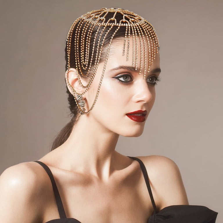 Rhinestone Flapper Headpiece Cap Vintage Rhinestone Flapper  display picture 1