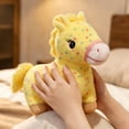 thumbnail image 4 of Sparkling Dot Pony Plush Toy Colorful Patterned Horse Stuffed Animal with Purple Mane for Whimsical Room Decor and Playful Home Aesthetics Yellow, 4 of 6