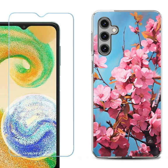 OneToughShield ® for Samsung Galaxy S23 FE Fan Edition, Shockproof Phone Case, with Tempered Glass Screen Protector - Spring Blossom