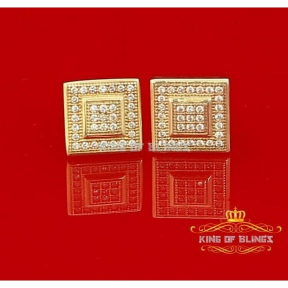 King of Bling's Yellow 925 Silver 0.66ct Cubic Zirconia Women's & Men's Hip Hop Square Earrings
