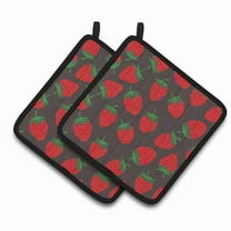 Caroline's Treasures Strawberries on Gray Pair of Pot Holders