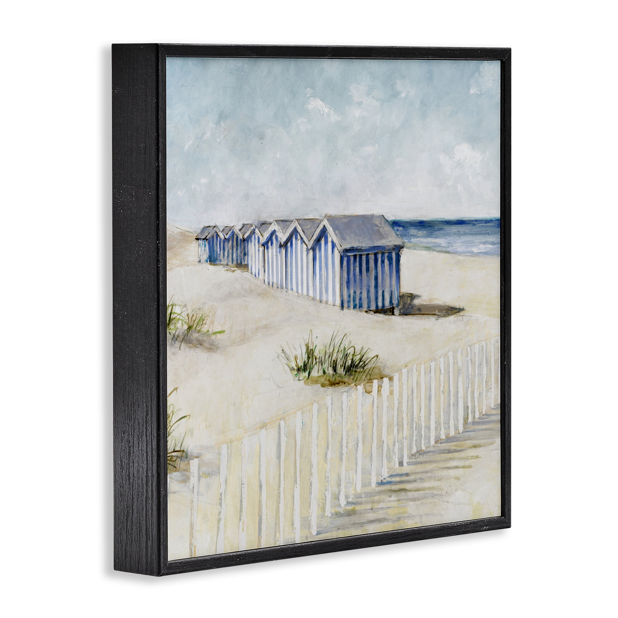 Stupell Industries Vintage Coastline Nautical Shacks Black Framed Giclee Art, design by Lorenzo Collective