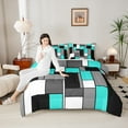 thumbnail image 4 of Feelyou Cyan Square Geometric Bedding Comforter Set, Vintage Artwork Abstract Twin Comforter Sets, Chic Rectangle Reversible Bedding Set, Luxury Bedroom Decor, 2pcs, 4 of 8