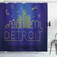 thumbnail image 1 of Ambesonne Detroit Shower Curtain, City Sky View Graphic, 69"Wx75"L, Blue and Yellow, 1 of 3