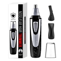 Ear and Nose Hair Trimmer Clipper - Professional Painless Eyebrow & Facial Hair Trimmer for Men Women, Battery-Operated Trimmer with IPX7 Waterproof, Dual Edge Blades for Easy Cleansing Black