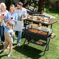 thumbnail image 3 of Patiojoy Barbecue Charcoal Grills Stainless Steel Camping Grill w/ Wind Guard Seasoning Racks & Storage Shelf, 3 of 9